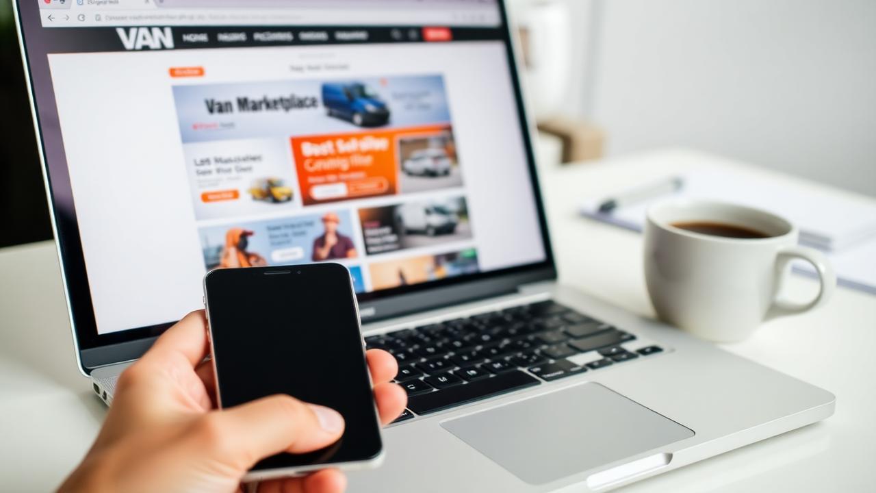Van marketplace displayed on laptop and mobile devices